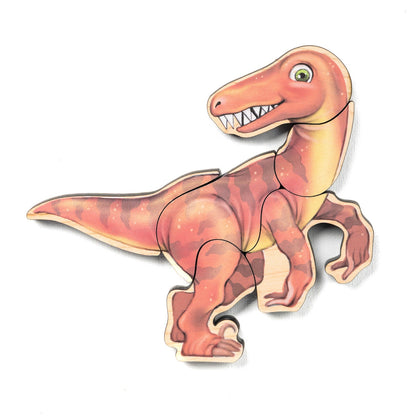 Dinosaur Magnetic Wooden Puzzle Set with Cotton Bag | Made in the USA 🇺🇸