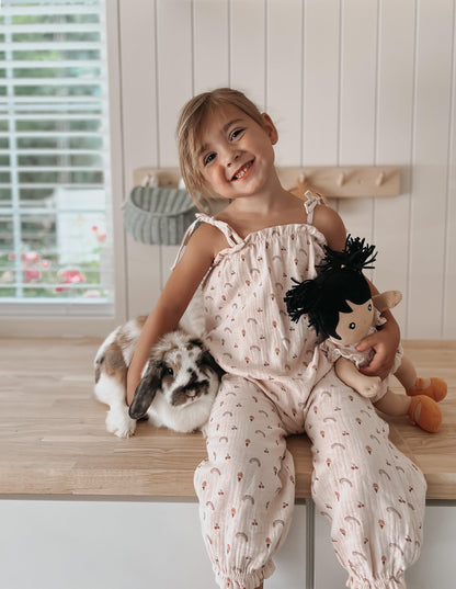 Muslin Tie Shoulder Jumpsuit - Rainbows & Ice Cream