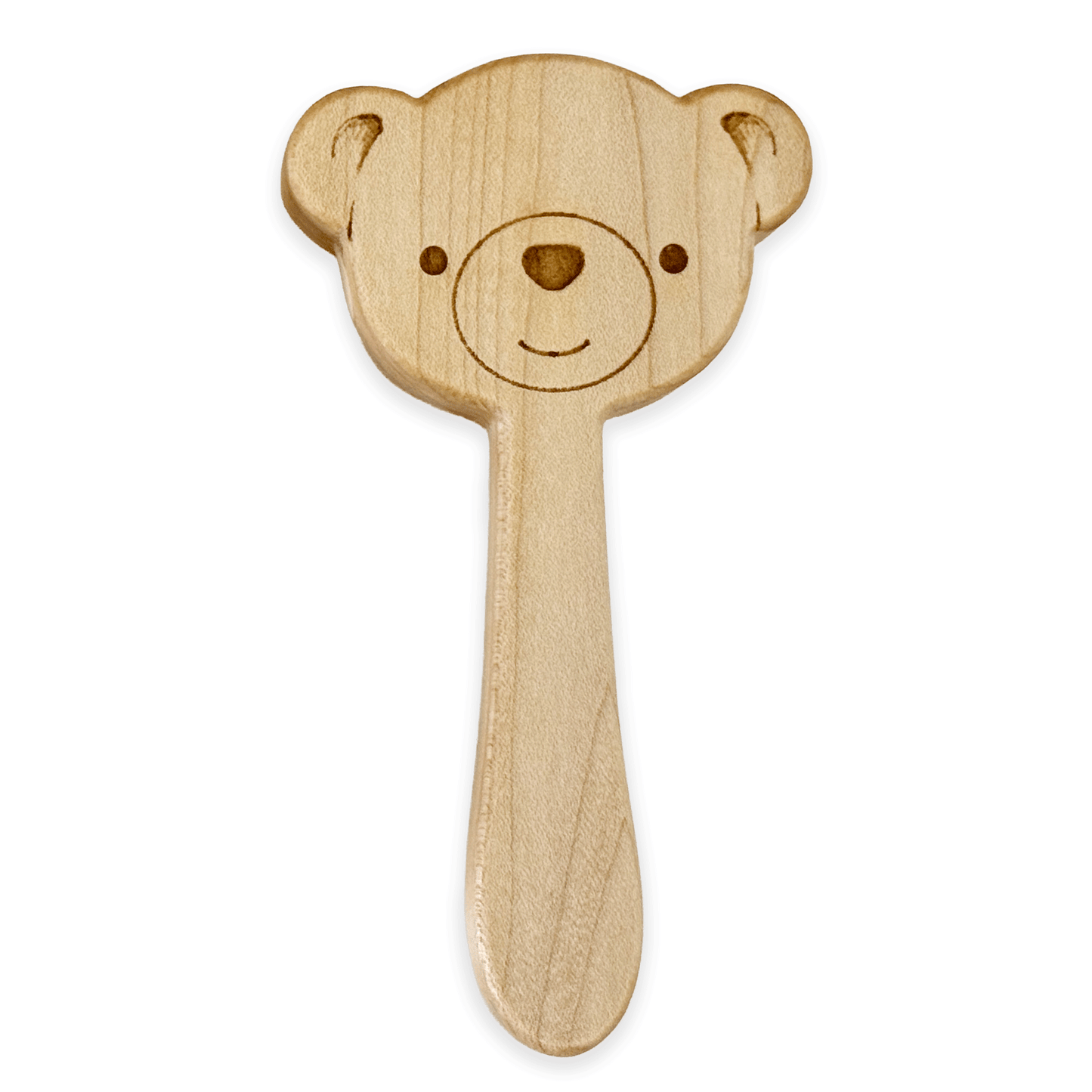 Solid Maple Wood Baby Rattle – Natural Wooden Bear Rattle | Made in the USA 🇺🇸