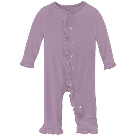 Layette Ruffle Coverall with Snaps, Lavender