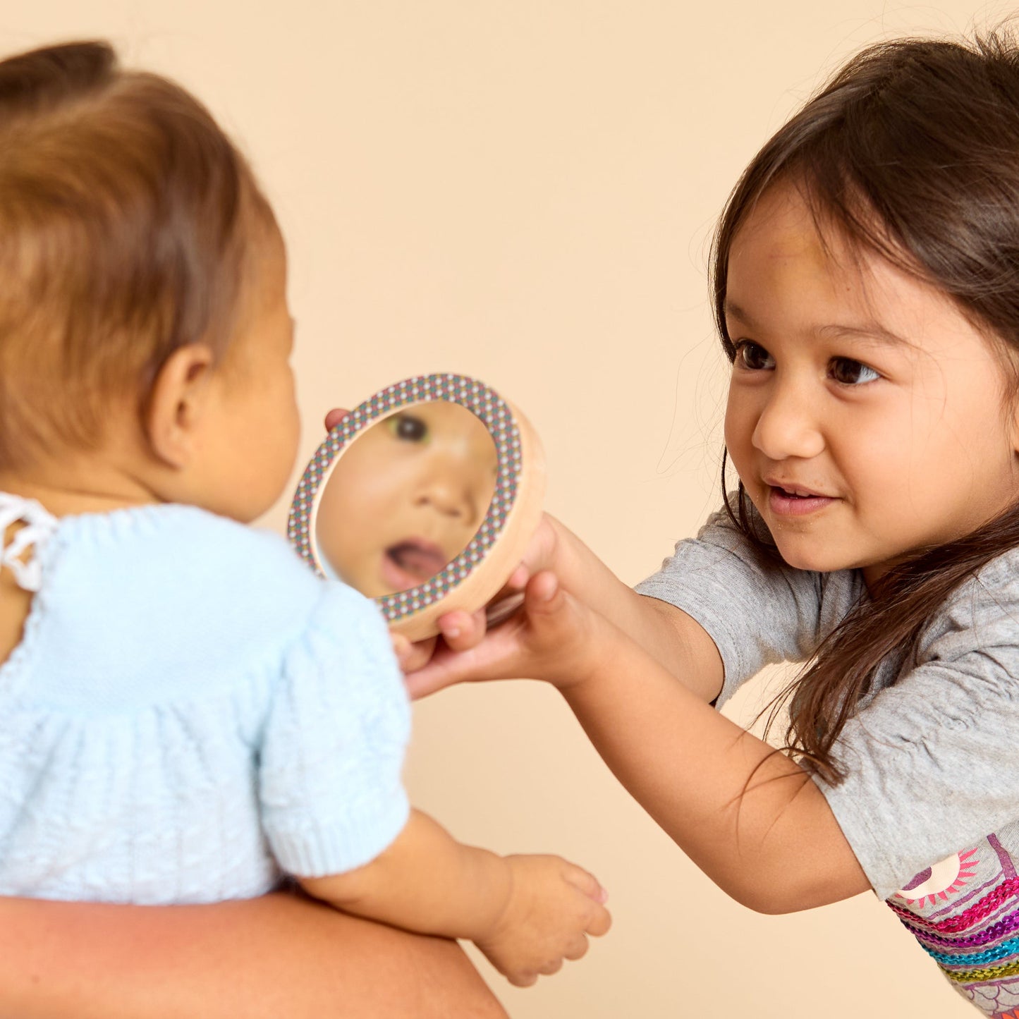 Printed Raccoon Single-Piece Rattle and Matching Mirror | Made in the USA 🇺🇸