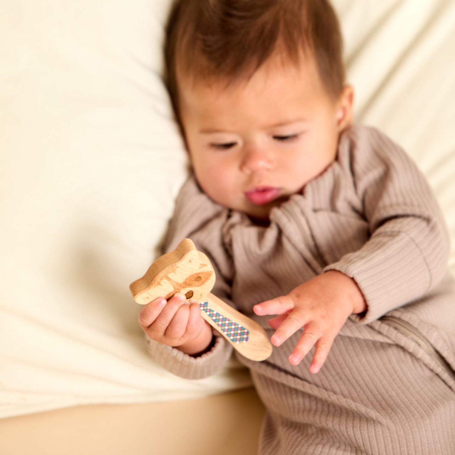 Printed Raccoon Single-Piece Rattle and Matching Mirror | Made in the USA 🇺🇸