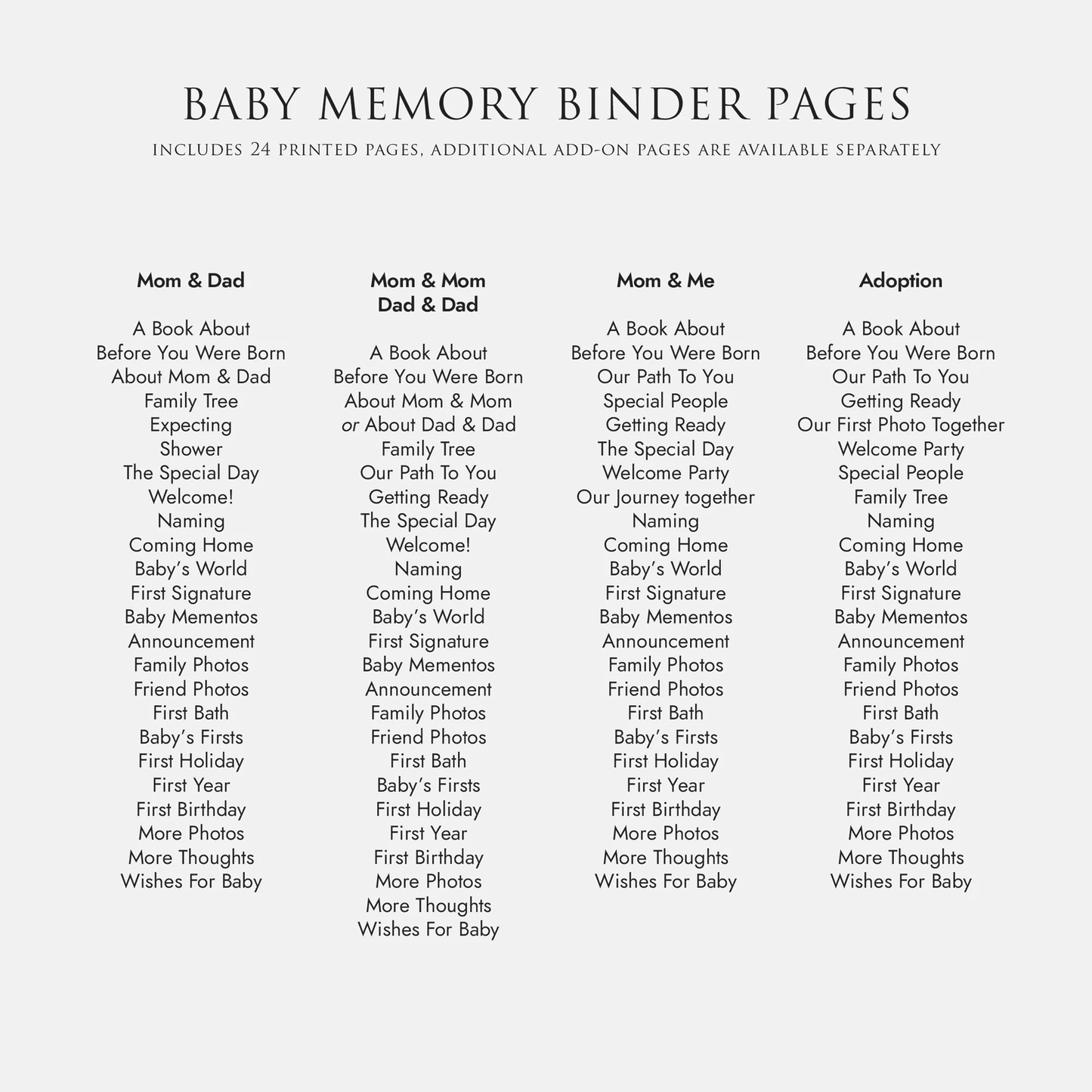 Baby Memory Binder