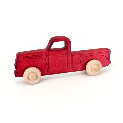 Montessori Educational 9" Red Wooden Pickup Truck for Toddlers 1–3 | Eco-Friendly Maple Wood Toy | Made in the USA 🇺🇸