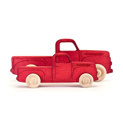 Montessori Educational 9" Red Wooden Pickup Truck for Toddlers 1–3 | Eco-Friendly Maple Wood Toy | Made in the USA 🇺🇸