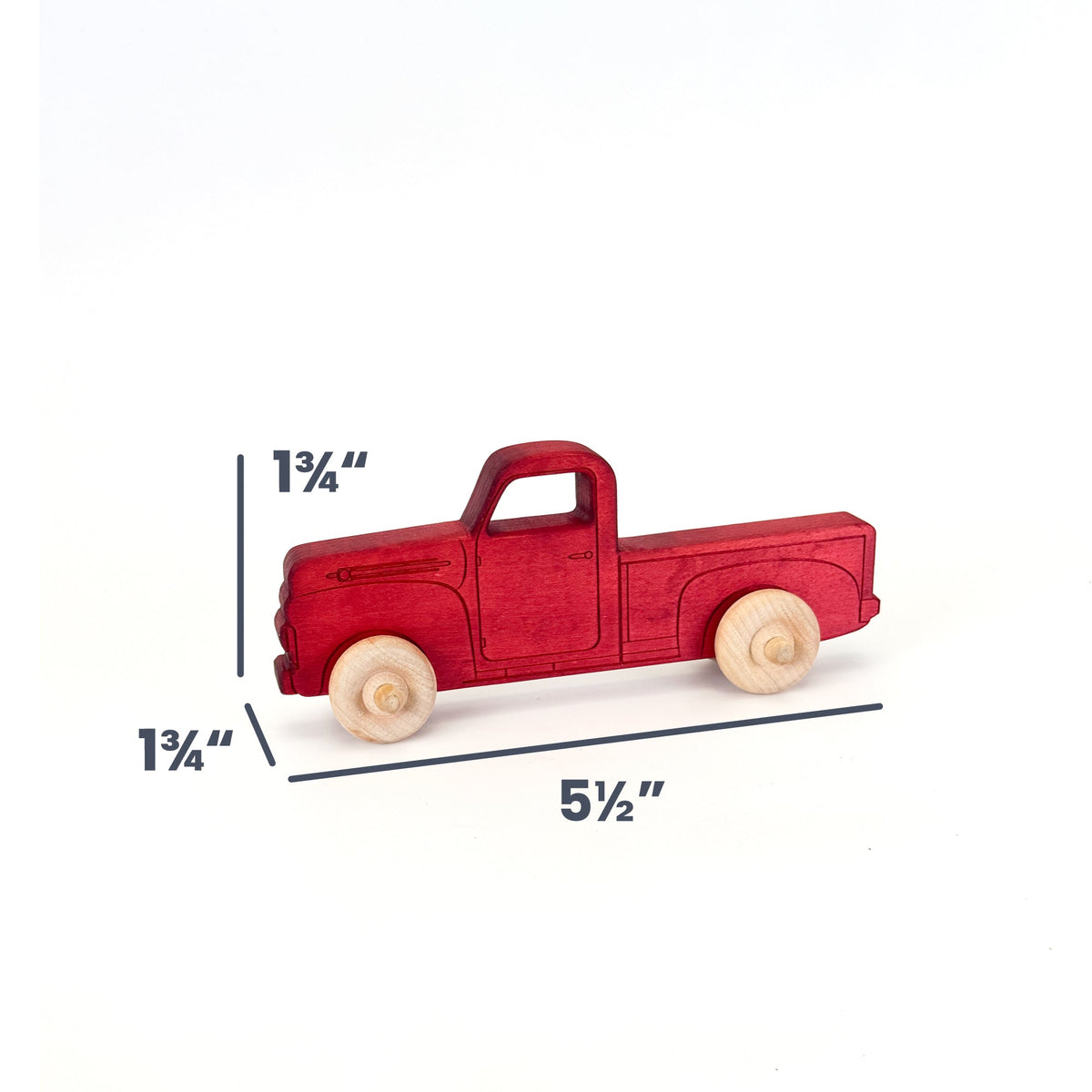 Montessori Educational 5.5" Red Wooden Pickup Truck for Toddlers 1–3 | Eco-Friendly Maple Wood Toy | Made in the USA 🇺🇸