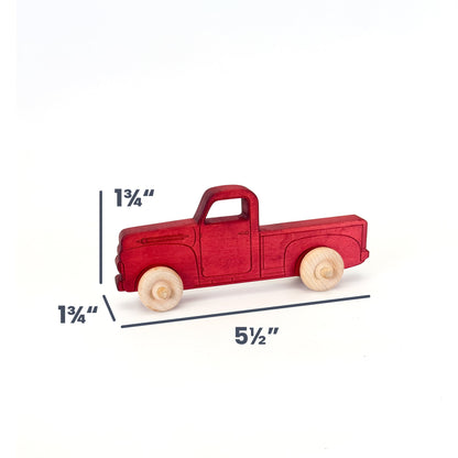 Montessori Educational 5.5" Red Wooden Pickup Truck for Toddlers 1–3 | Eco-Friendly Maple Wood Toy | Made in the USA 🇺🇸