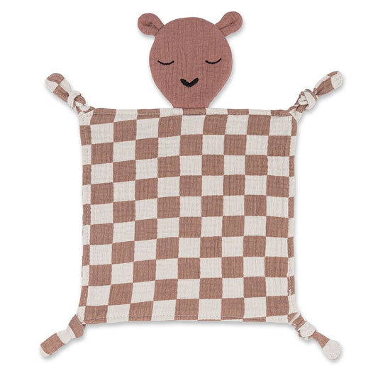 100% Muslin Lovey - Rosewood Checker
