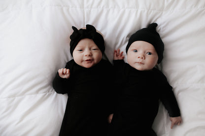 Ribbed Black Knotted Headband