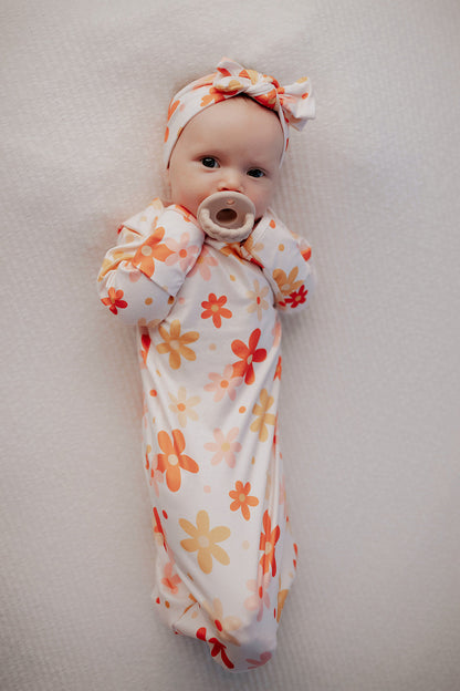 70s Groovy Knotted Newborn Headband Bow