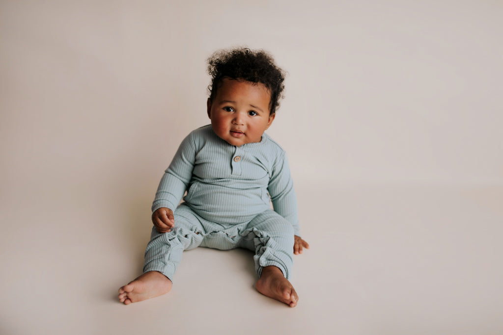 Robbins Egg Baby Ribbed Playsuit with pockets