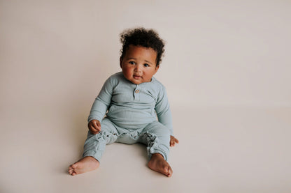Robbins Egg Baby Ribbed Playsuit with pockets