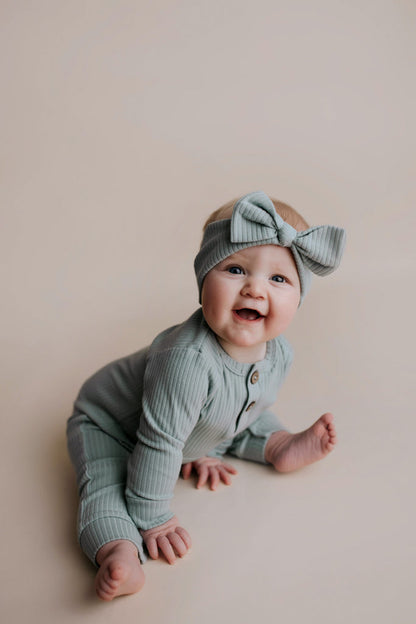 Robbins Egg Baby Ribbed Playsuit with pockets
