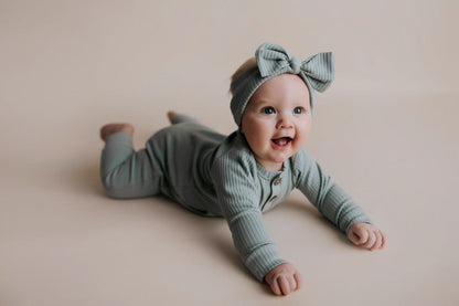 Robbins Egg Baby Ribbed Playsuit with pockets