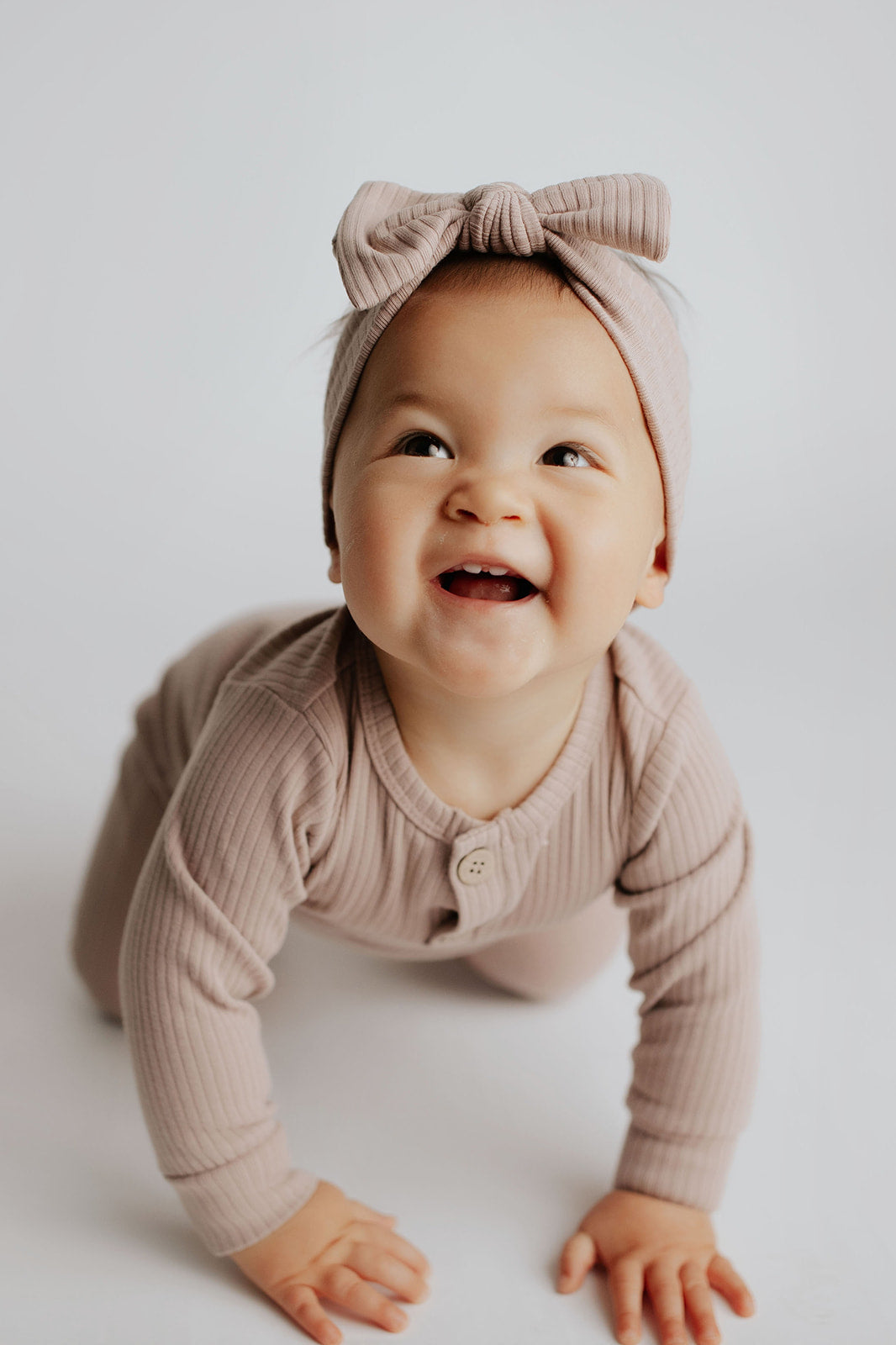 Mauve Baby Ribbed Playsuit with pockets