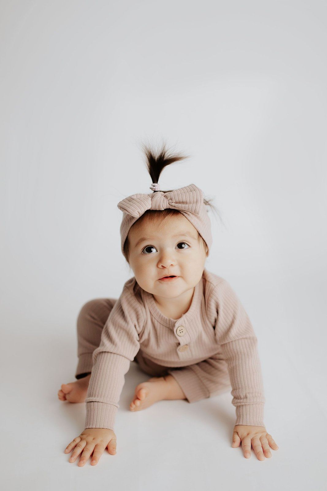 Mauve Baby Ribbed Playsuit with pockets
