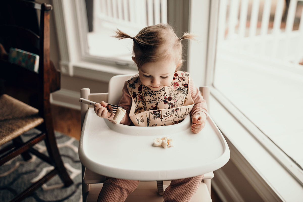 Floral Silicone Bib with Crumb Catcher