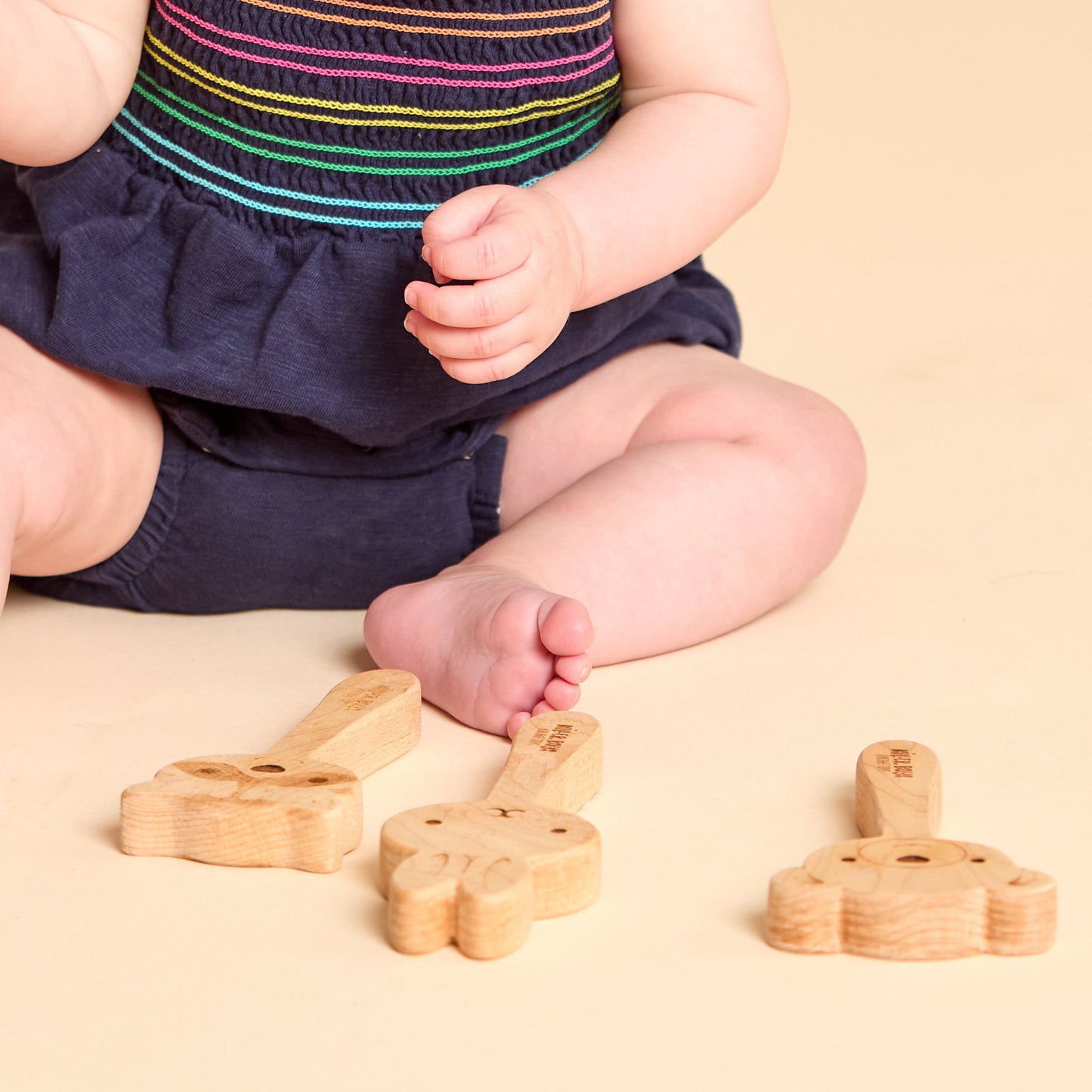 Solid Maple Wood Baby Rattle – Natural Wooden Raccoon Rattle | Made in the USA 🇺🇸