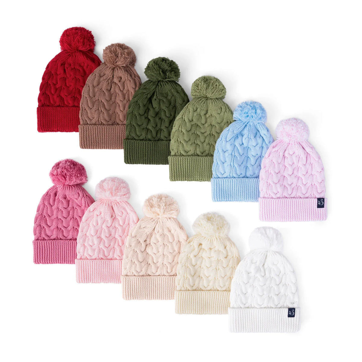 Cable Knit Pom Beanie in Mocha