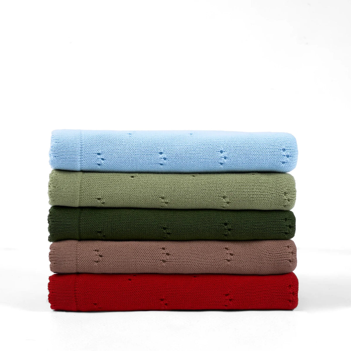 Pointelle Baby Knit Blanket in Red Xmas
