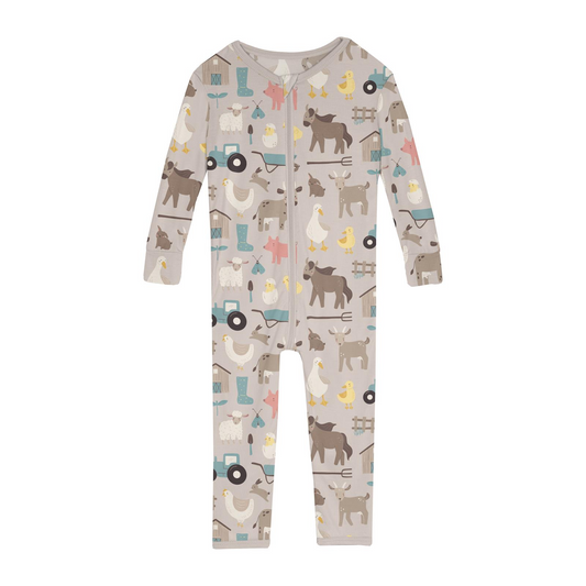 Print Convertible Sleeper with Zipper in Latte Morning on the Farm