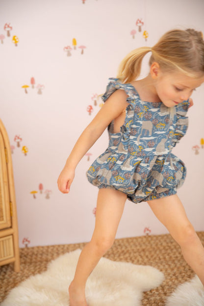 Muslin Flutter Sleeve Romper - Safari Party