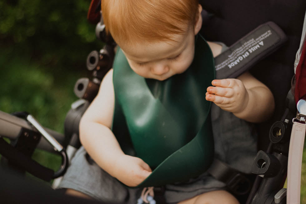 Forrest Green Silicone Bib with Crumb Catcher