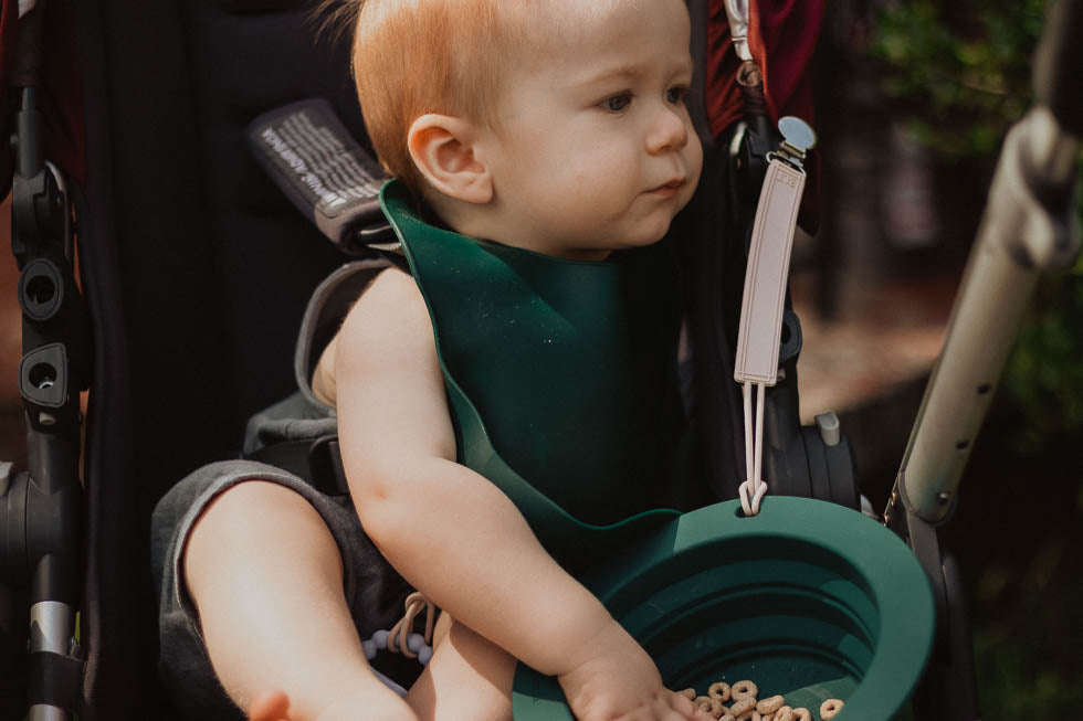 Forrest Green Silicone Bib with Crumb Catcher