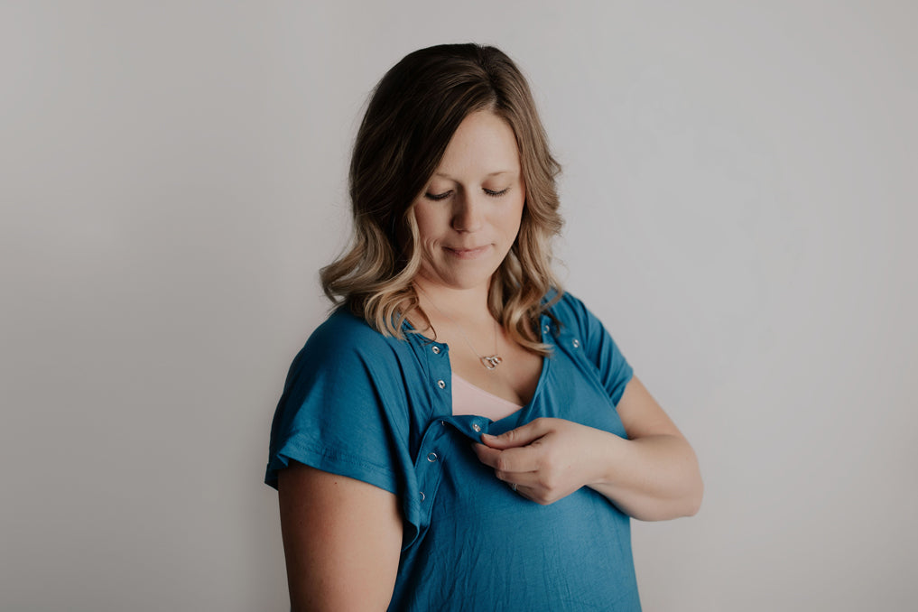 Blue Mommy Labor and Delivery Nursing Hospital Gown