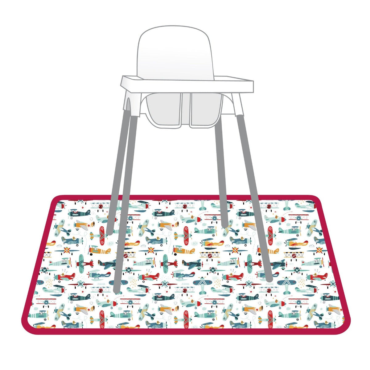 Retro Airplanes Splash Mat - A Waterproof Catch-All for Highchair Spills and More!