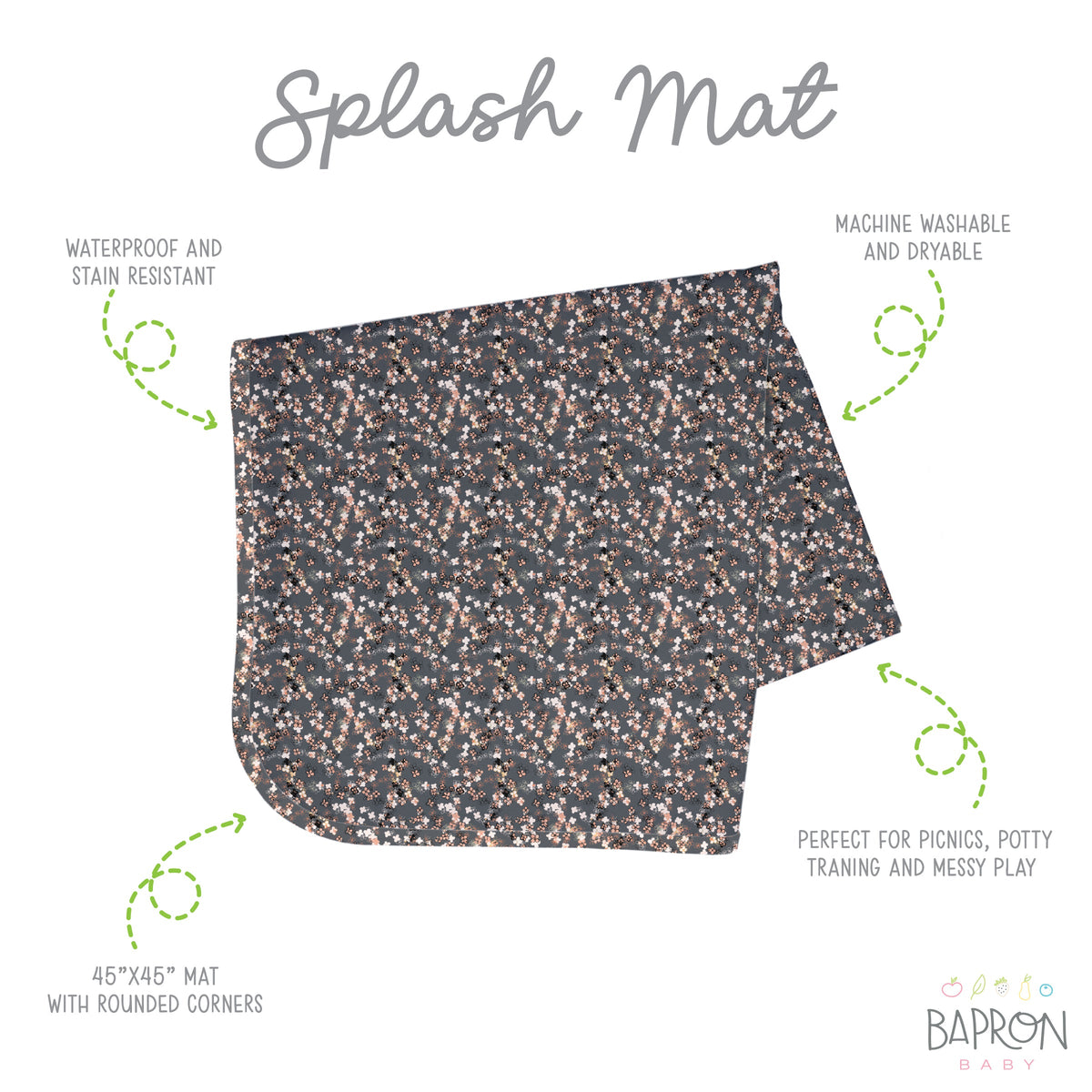 Ditsy Floral Splash Mat - A Waterproof Catch-All for Highchair Spills and More!