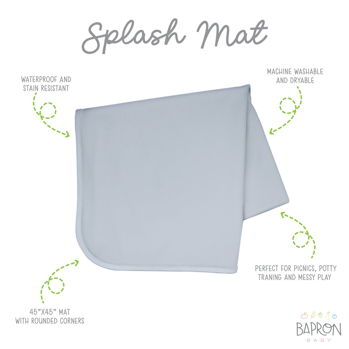Solid Light Gray Minimalist Splash Mat - A Waterproof Catch-All for Highchair Spills and More!