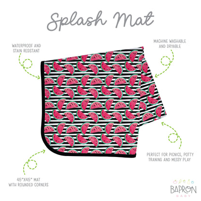 Summer Stripes - Watermelon - Splash Mat - A Waterproof Catch-All for Highchair Spills and More! SALE