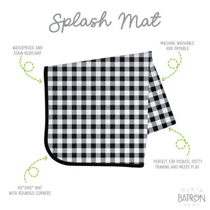 White Buffalo Plaid Splash Mat  - A Waterproof Catch-All for Highchair Spills and More!