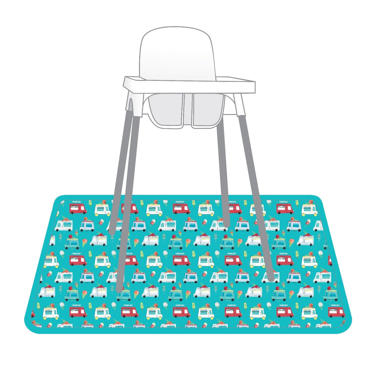Ice Cream Truck Splash Mat - A Waterproof Catch-All for Highchair Spills and More!