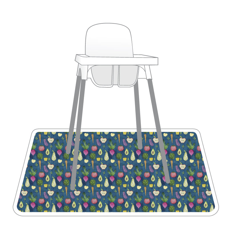 Organic Produce Splash Mat - A Waterproof Catch-All for Highchair Spills and More!