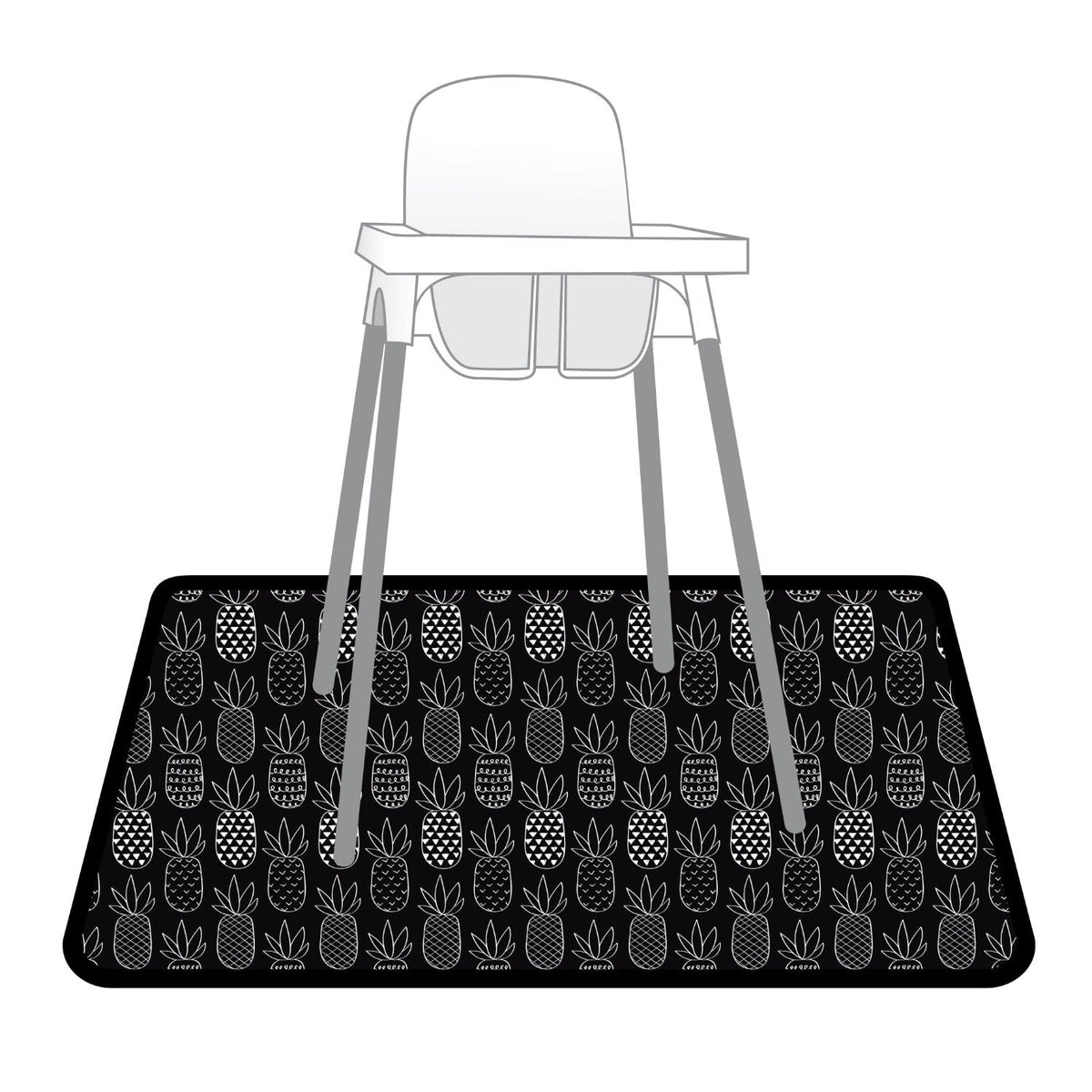 Pineapple Monochrome Splash Mat - A Waterproof Catch-All for Highchair Spills and More!