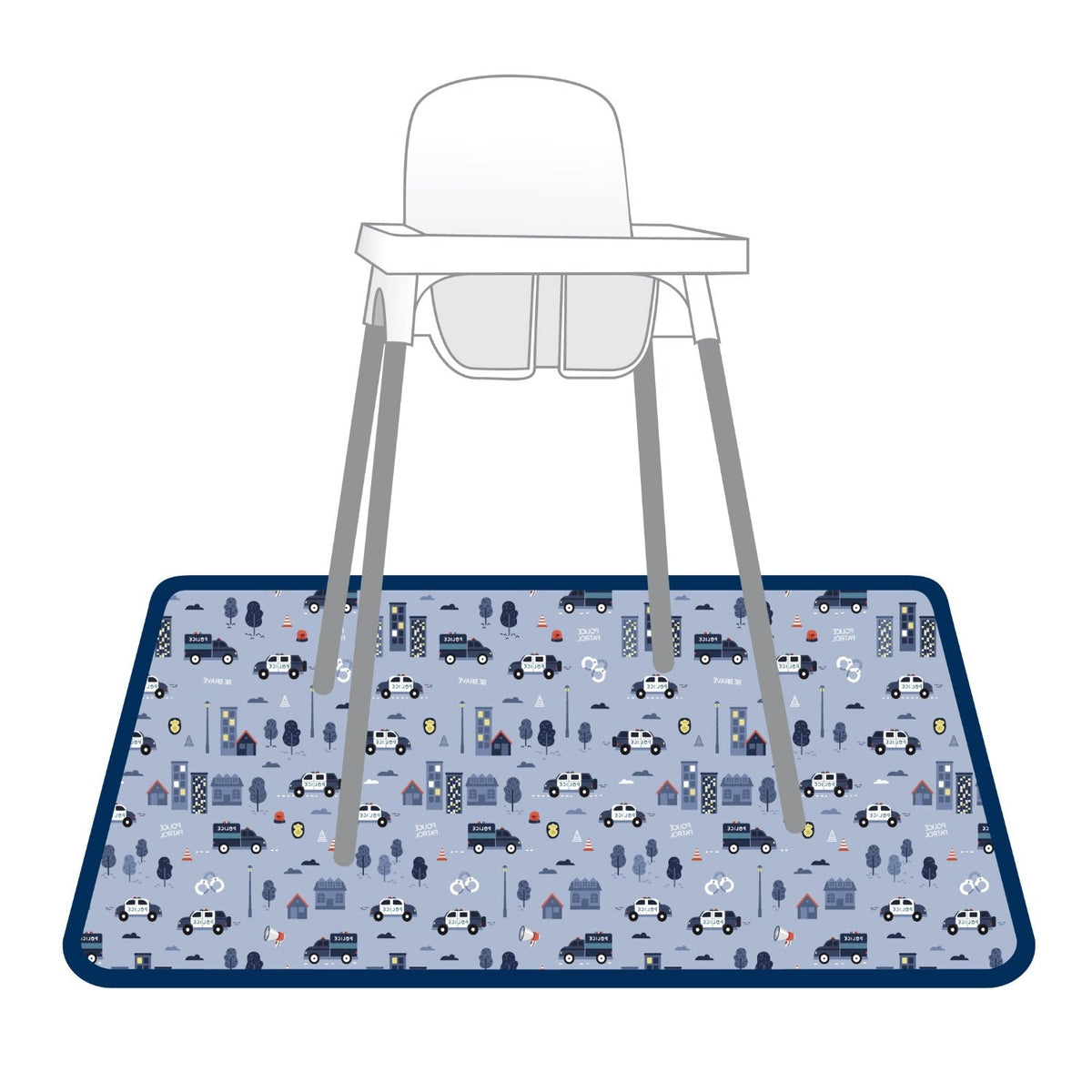 Be Brave - Police Patrol Splash Mat - A Waterproof Catch-All for Highchair Spills and More!
