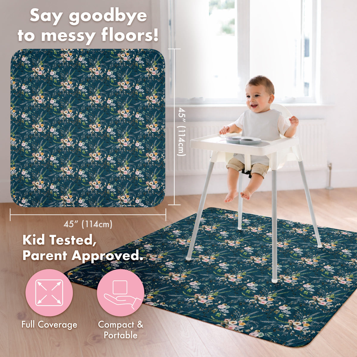Boho Floral Splash Mat - A Waterproof Catch-All for Highchair Spills and More!