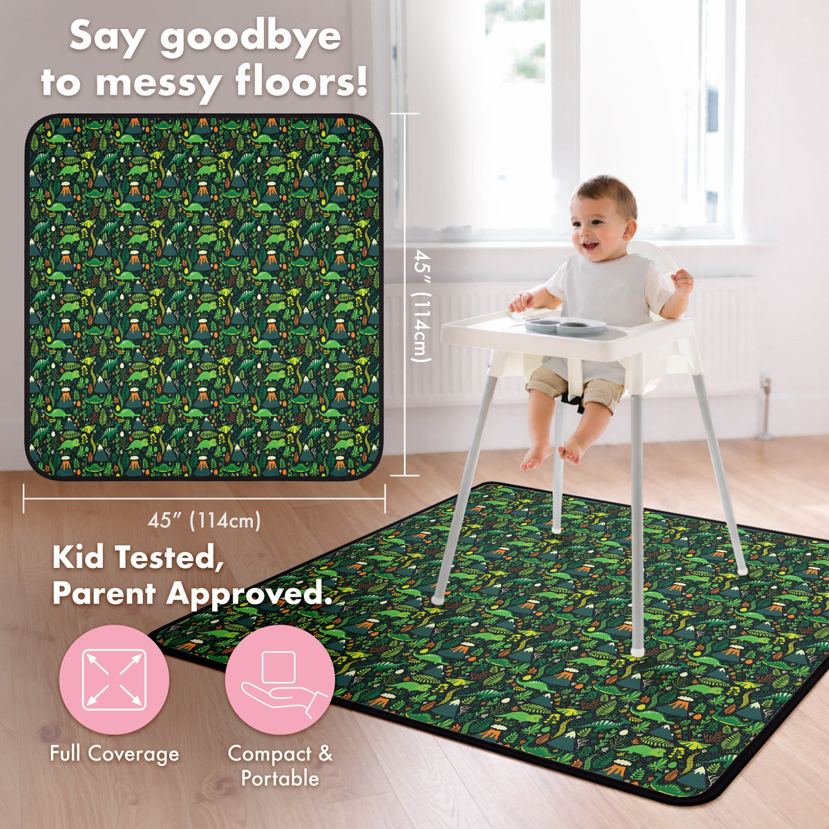 Dino Days Splash Mat - A Waterproof Catch-All for Highchair Spills and More! SALE