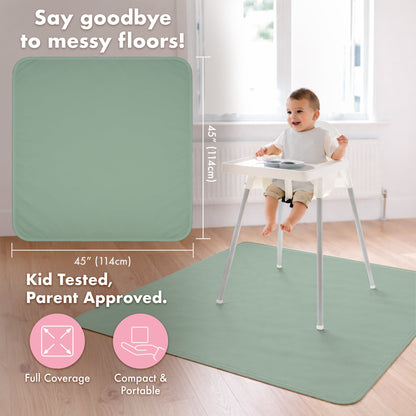 Solid Sage Minimalist Splash Mat - A Waterproof Catch-All for Highchair Spills and More!