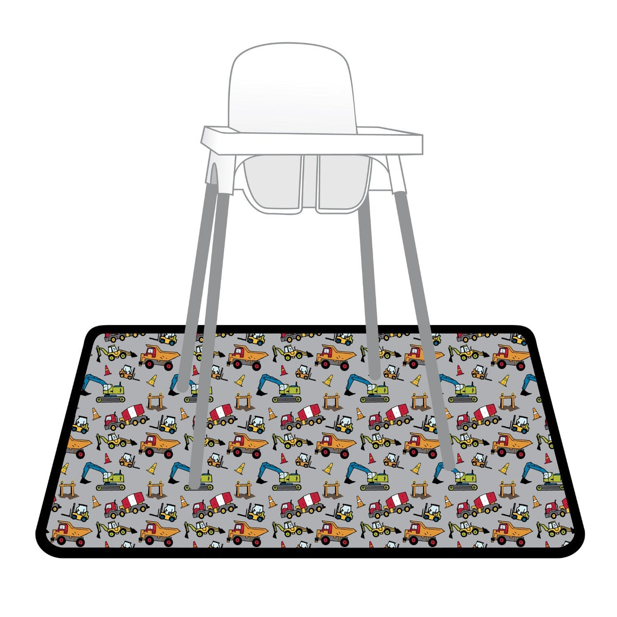 Construction Zone Splash Mat - A Waterproof Catch-All for Highchair Spills and More!