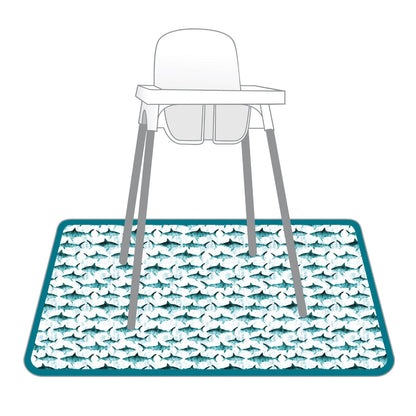 Shark Attack Splash Mat - A Waterproof Catch-All for Highchair Spills and More!
