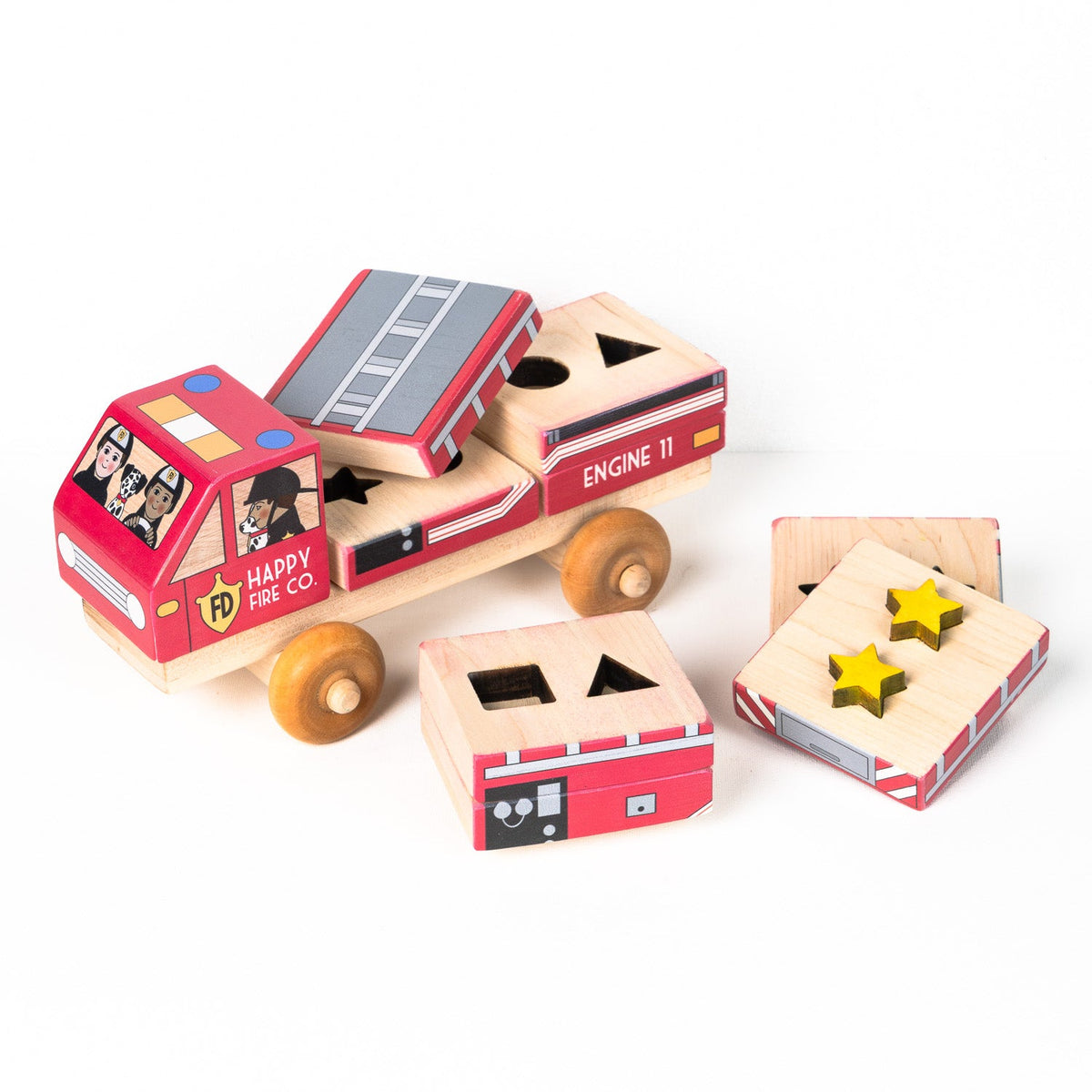Shape Recognition Stackable Puzzle - Fire Truck | Printed in the USA