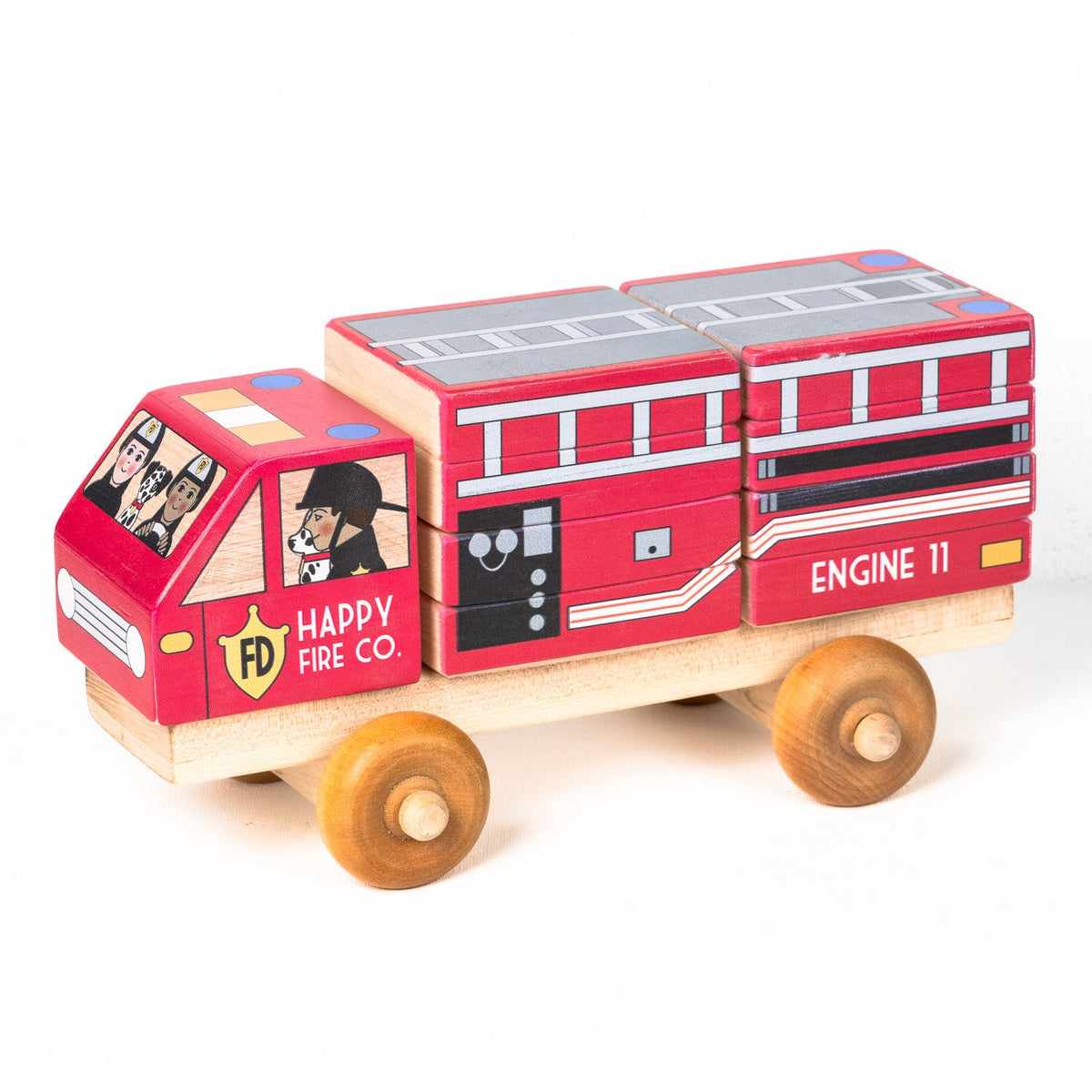 Shape Recognition Stackable Puzzle - Fire Truck | Printed in the USA