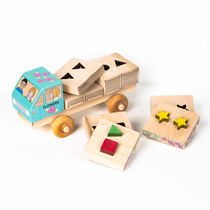 Shape Recognition Stackable Puzzle Truck - Flower Delivery Truck| Printed in the USA 🇺🇸