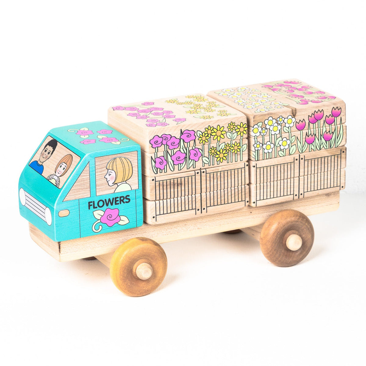 Shape Recognition Stackable Puzzle Truck - Flower Delivery Truck| Printed in the USA 🇺🇸