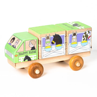 Shape Recognition Stackable Puzzle Truck - Horse Trailer | Nominated for 2026 Astra Play Award | Printed in the USA 🇺🇸