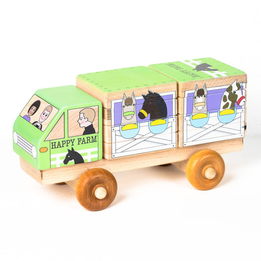 Shape Recognition Stackable Puzzle Truck - Horse Trailer | Nominated for 2026 Astra Play Award | Printed in the USA 🇺🇸