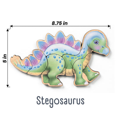 Dinosaur Magnetic Wooden Puzzle Set with Cotton Bag | Made in the USA 🇺🇸